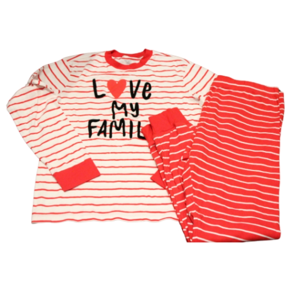 2/$20 🏷 Carters Red & White Striped I Love my Family PJs Size XL